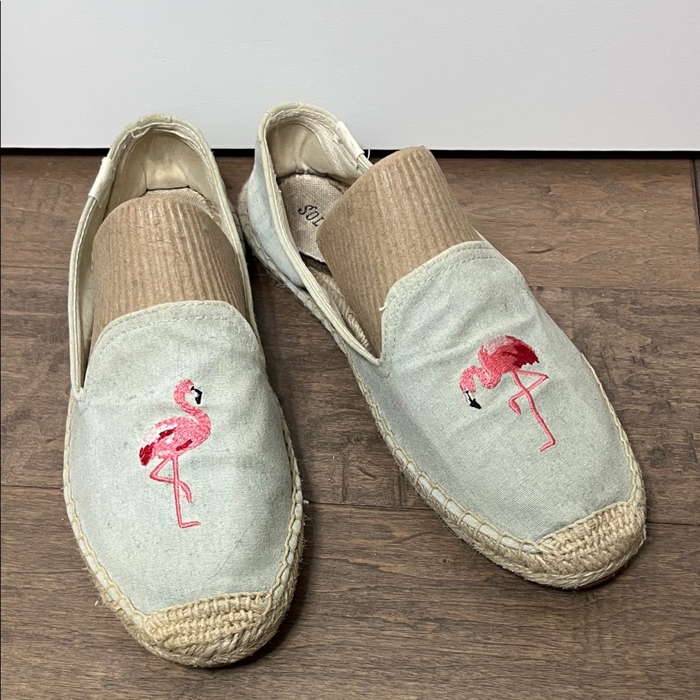 Vintage Soludos Flamingo light mint green Espadrilles